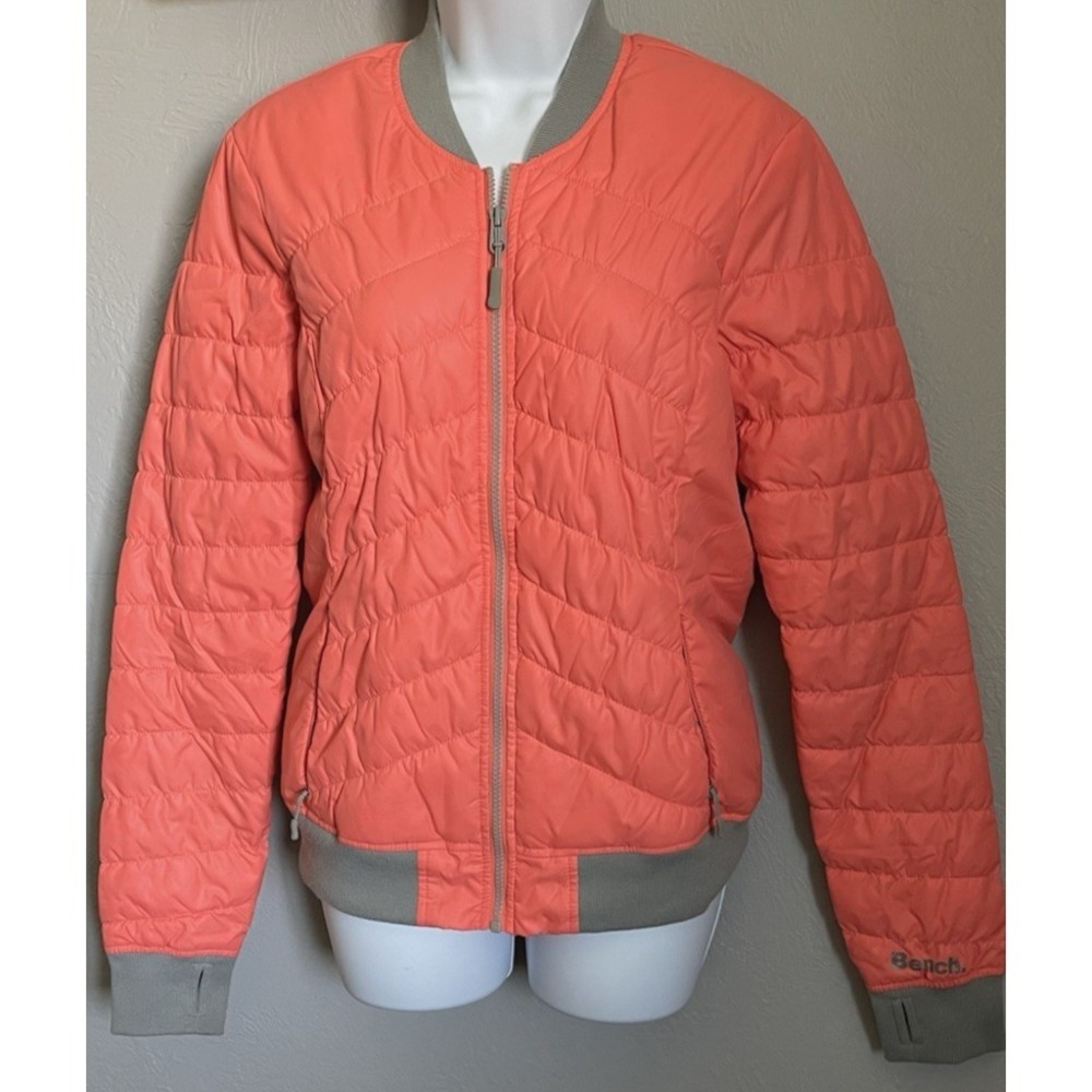 BENCH Multipurpose Puff Athletic‎ Jacket Womens Small Coral Orange Full Zip